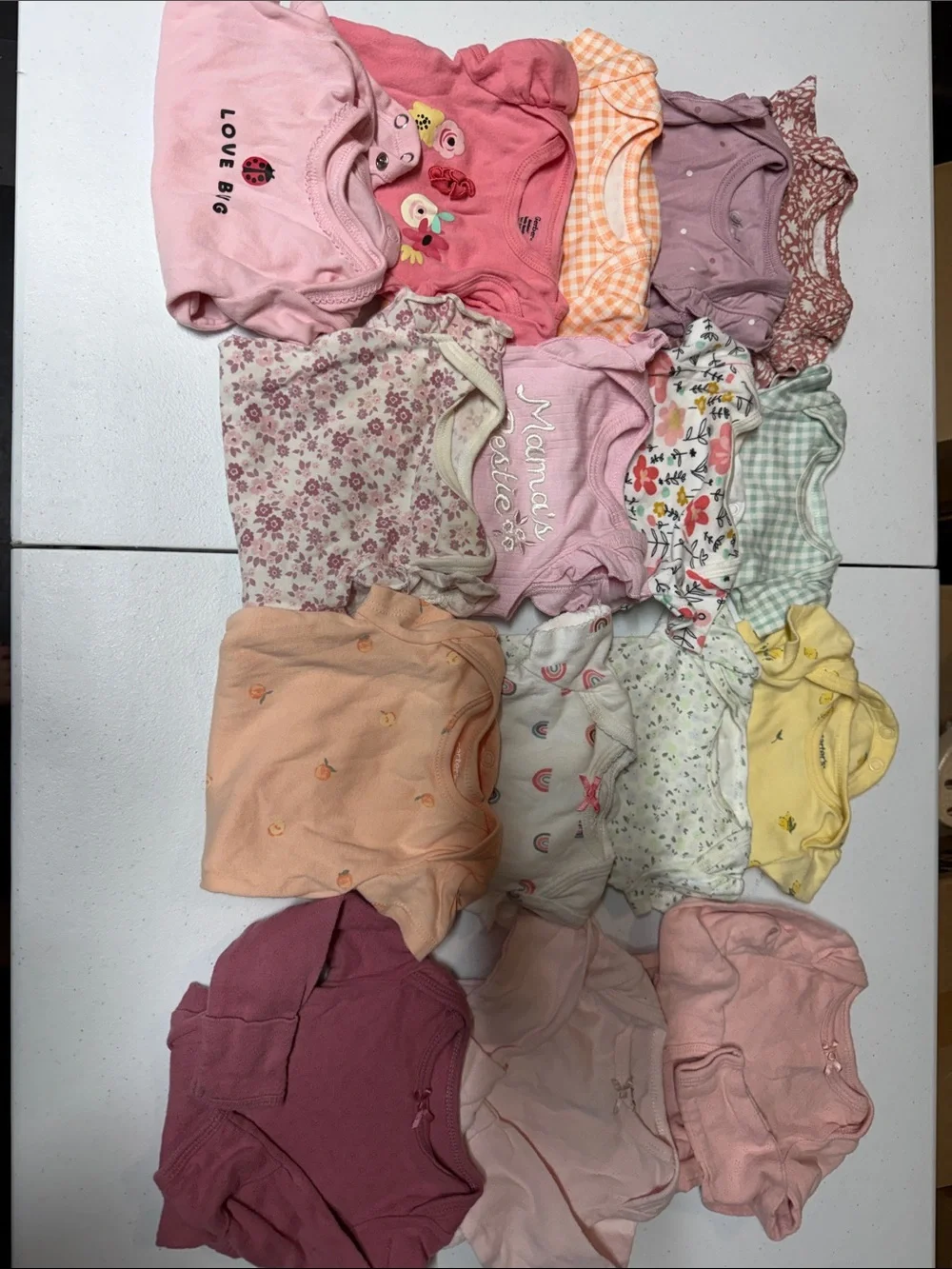 Carter's Baby Girl One-Piece Bodysuit Mix in Pink, Peach, Yellow, Mint, Floral